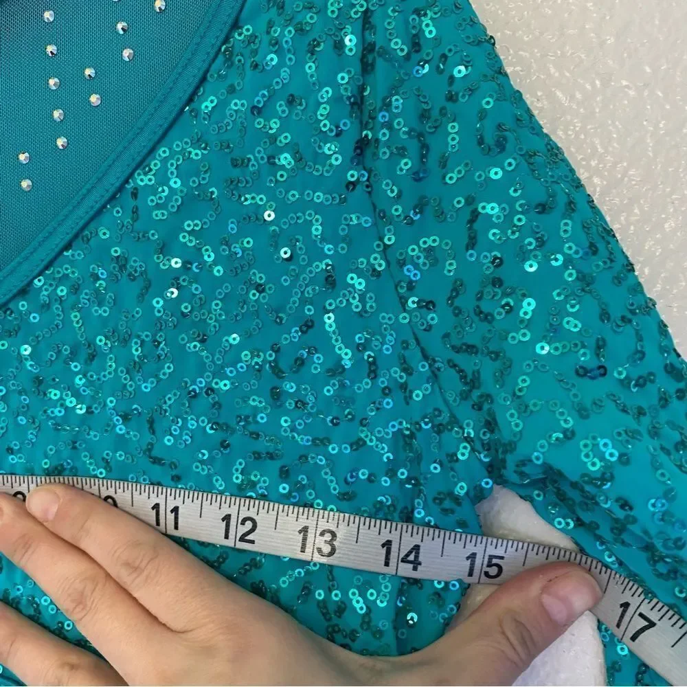 WEISSMAN Elite Dance Costume Kelly green sequin Crazy What Love Can Do 14913 SA
